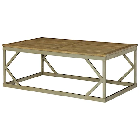 Rectangular Cocktail Table with Metal Base